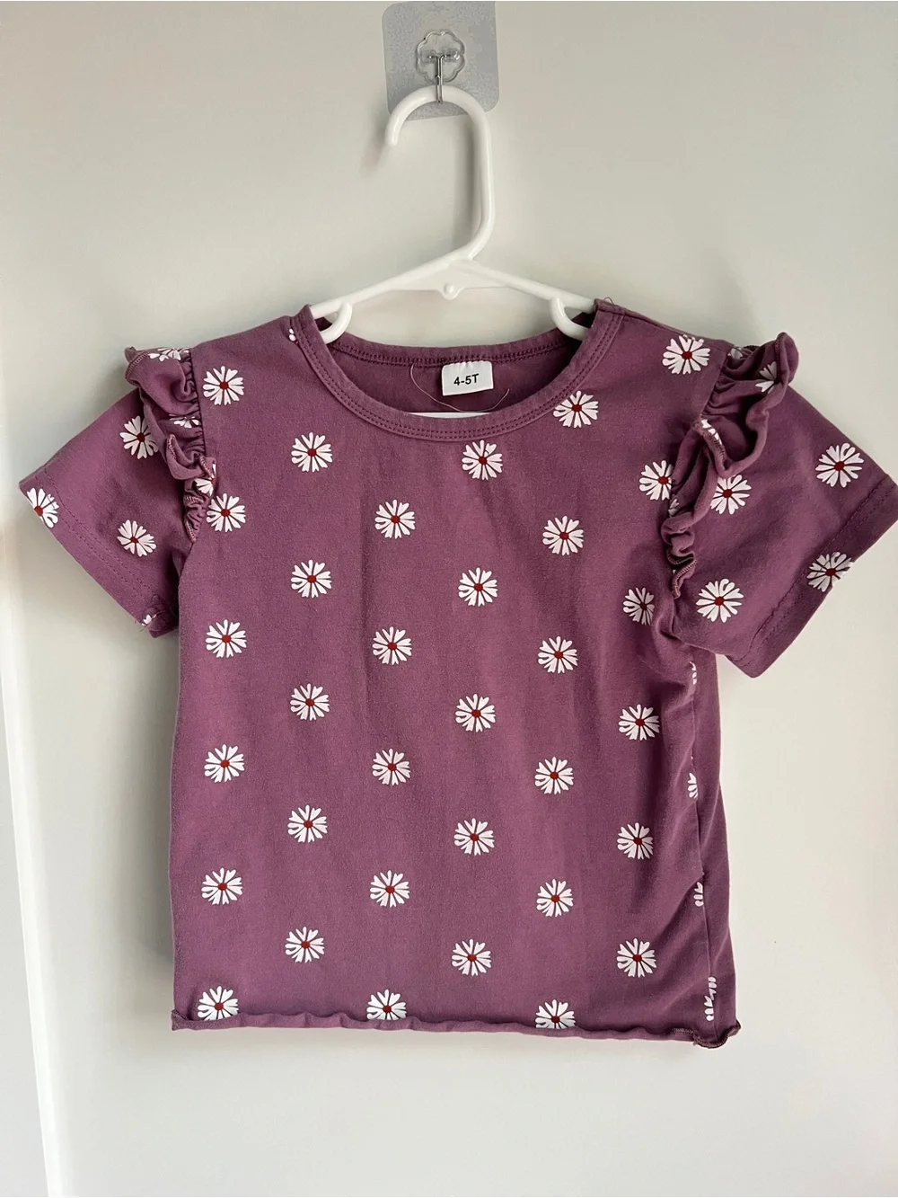 Girls' Mauve Daisy Ruffle Sleeve Tee